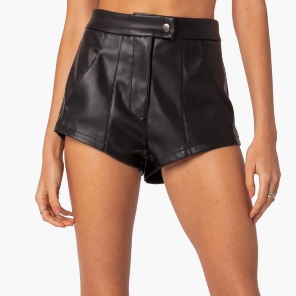NWT - Edikted Ramona High Waist Faux Leather Shorts